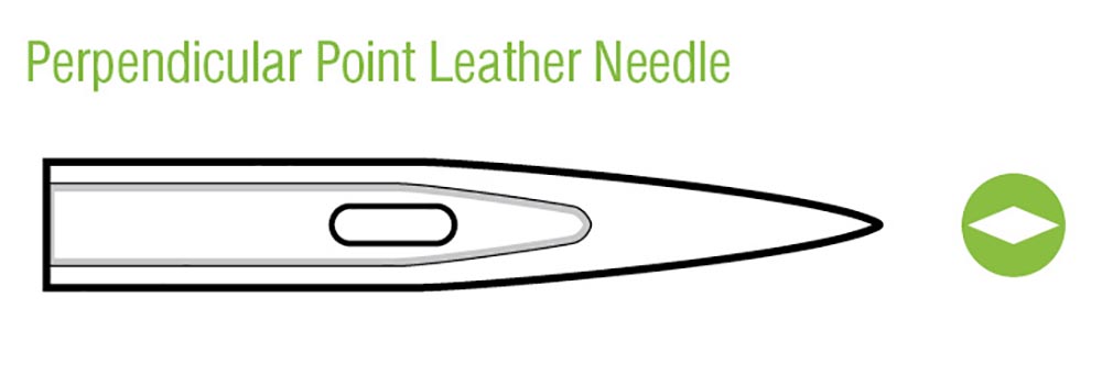Diagram of a perpendicular point leather sewing machine needle